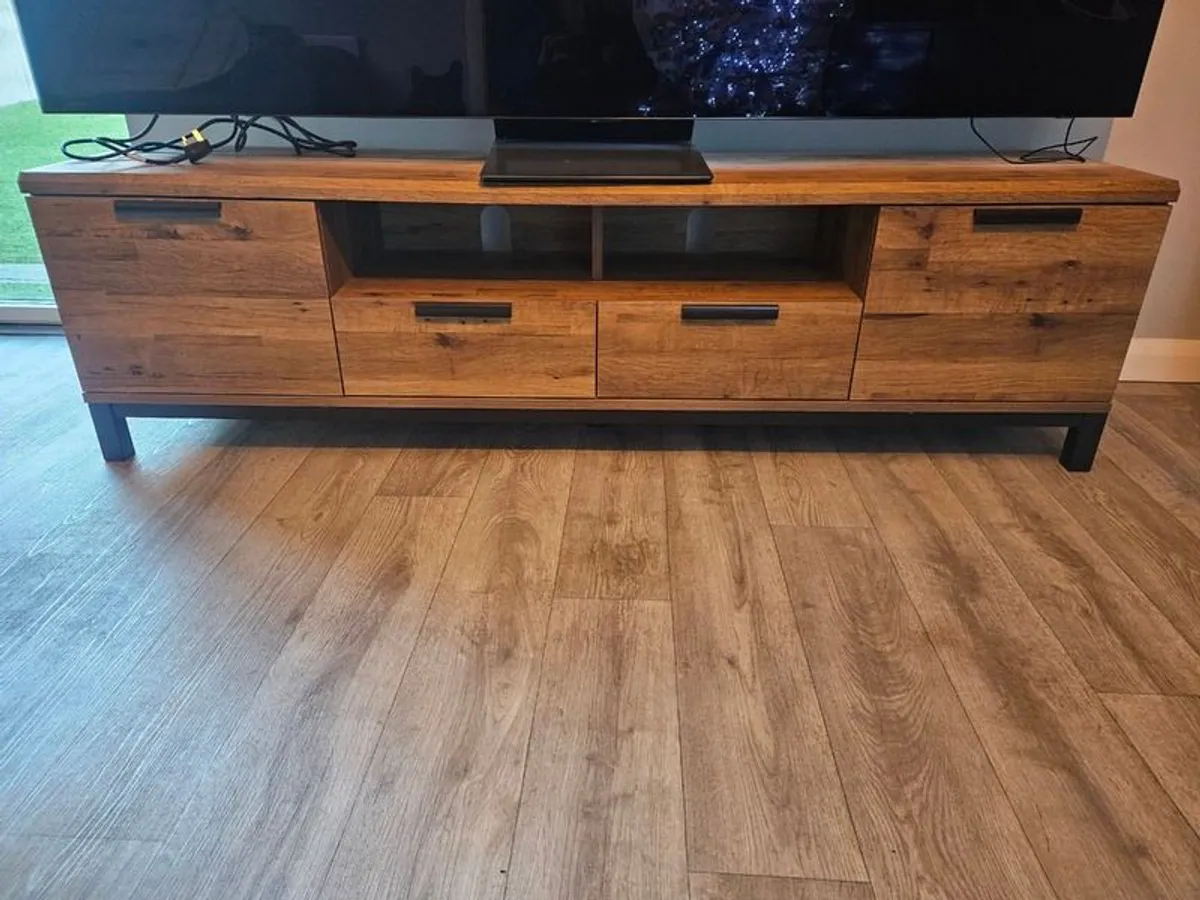 Next Dark Bronx oak effect slim TV unit - Image 2