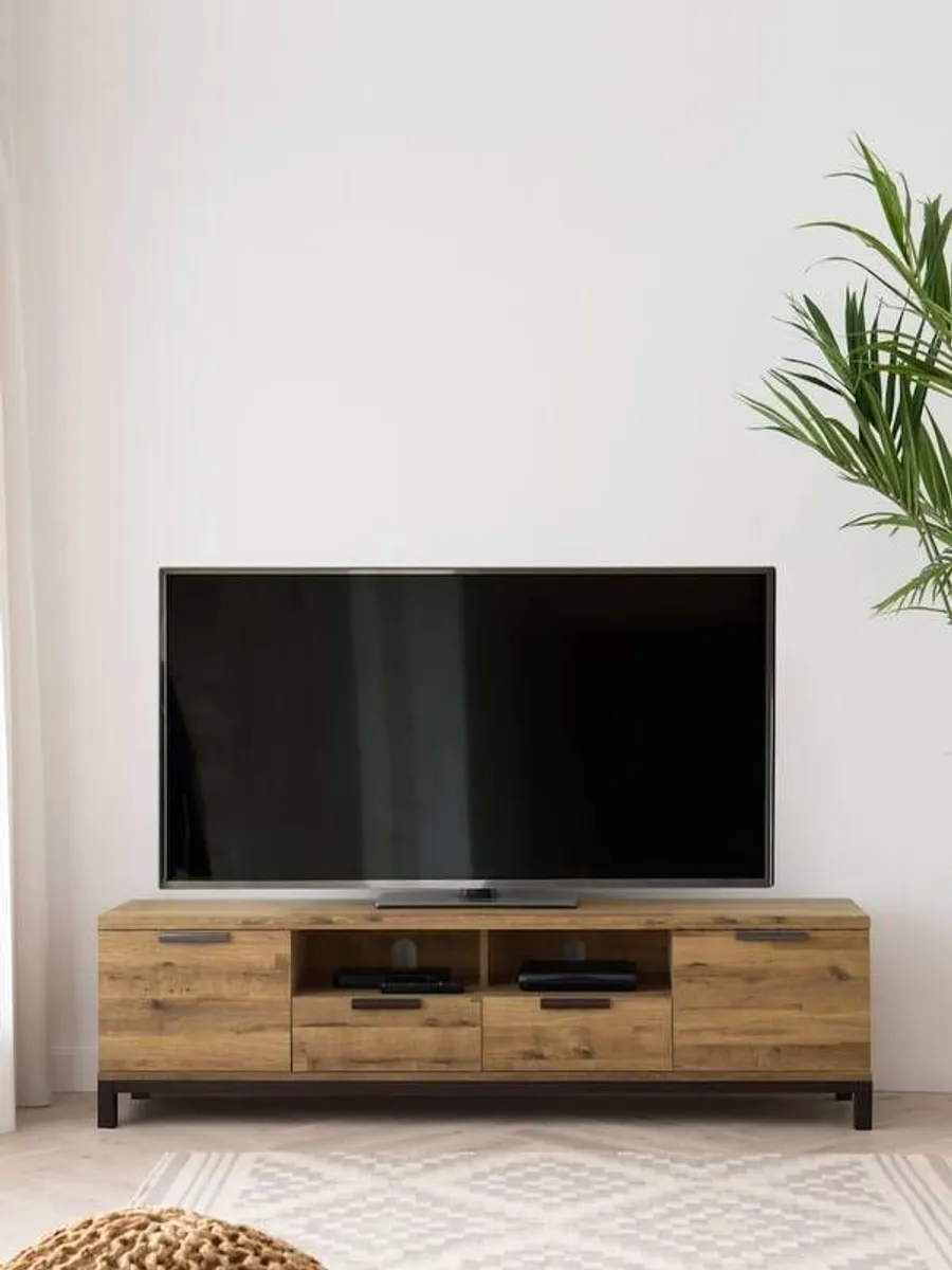 Next Dark Bronx oak effect slim TV unit - Image 3