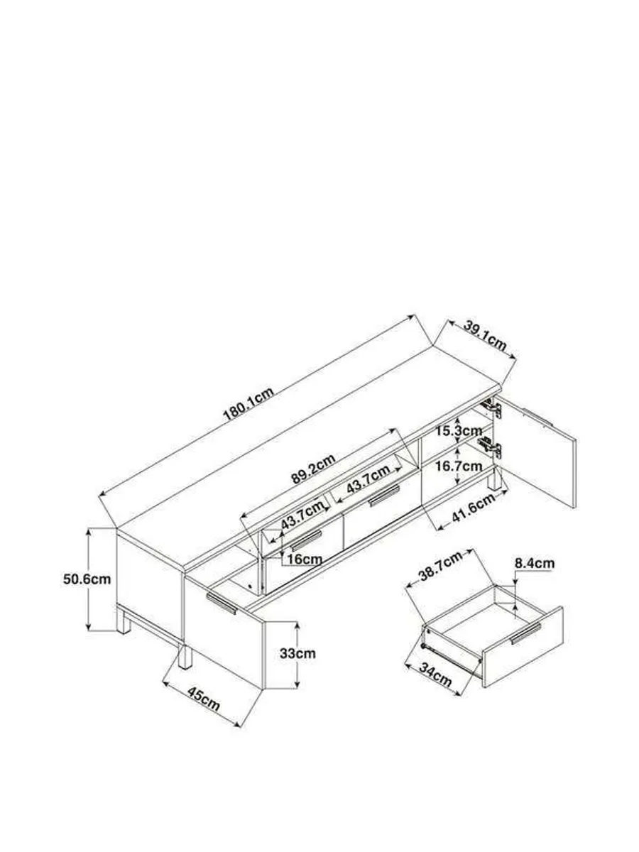 Next Dark Bronx oak effect slim TV unit - Image 4