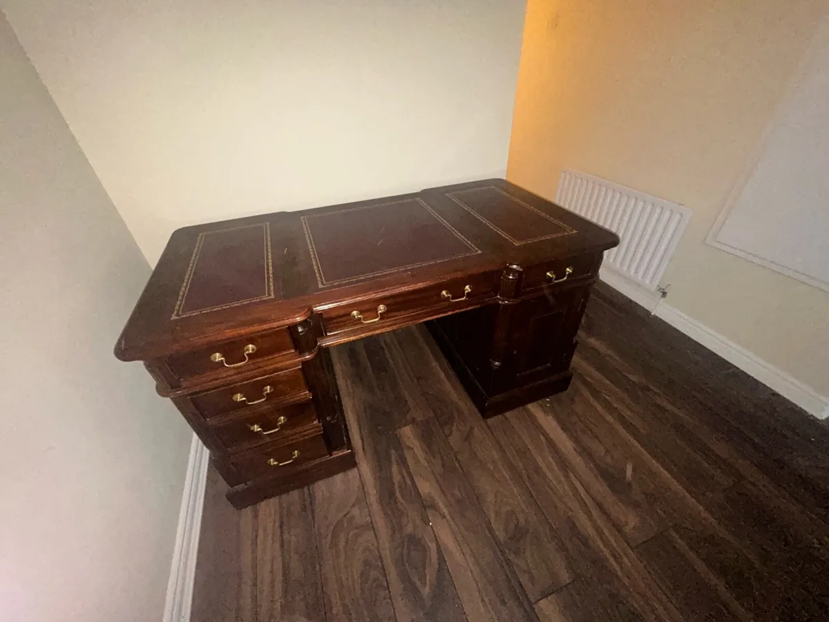 Antique Victorian Presidential Office Desk - Image 2