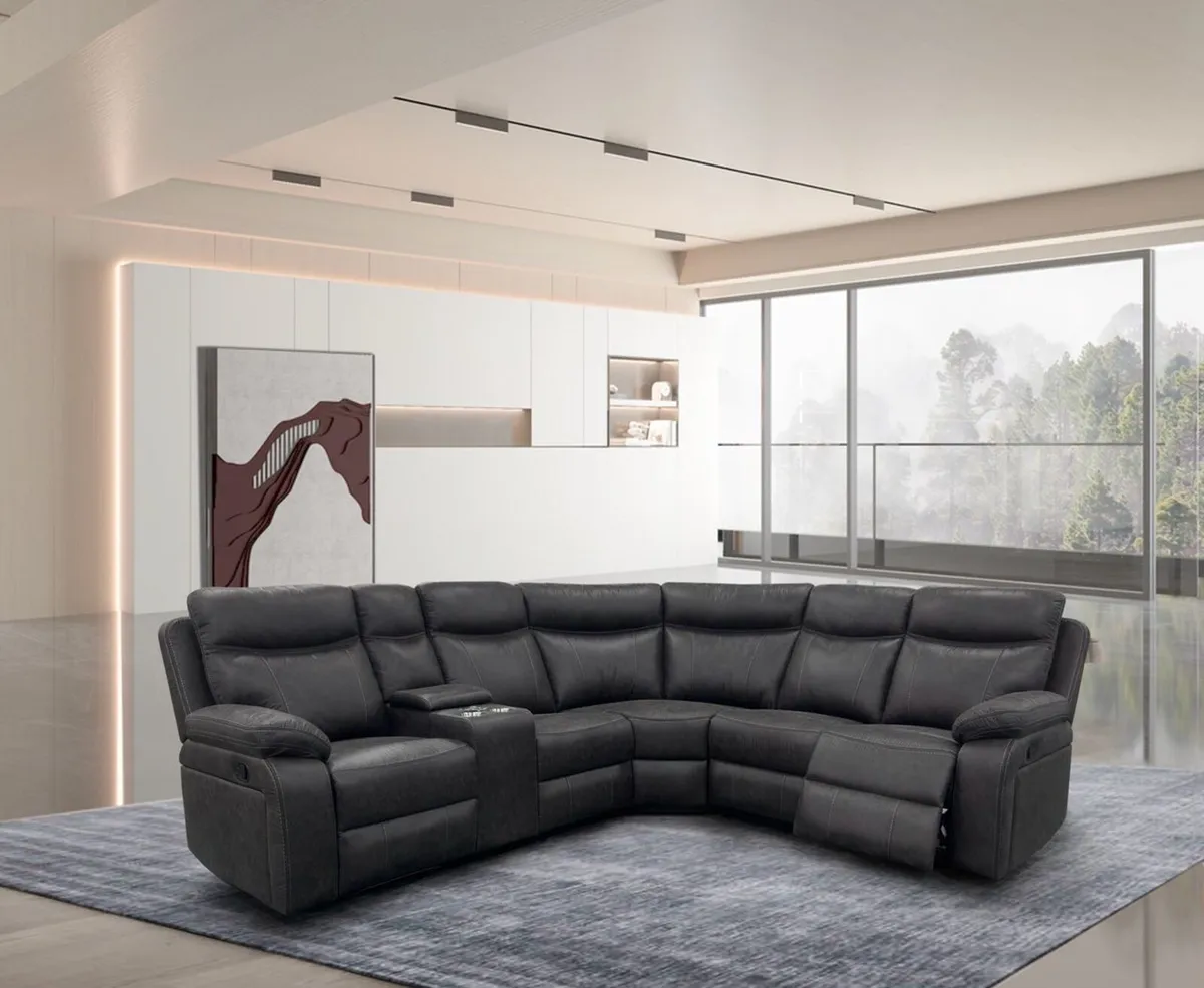New 3+2 Grey Washington Recliner Sofas - Image 2