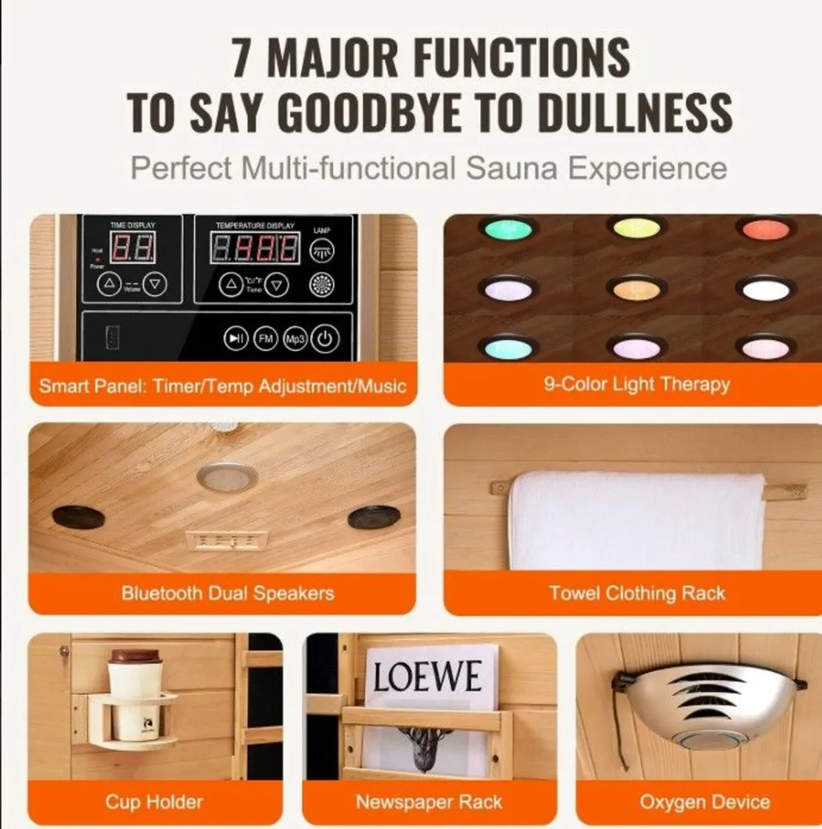 Far Infrared Wooden Sauna for 2 People – 2000W Ind - Image 2