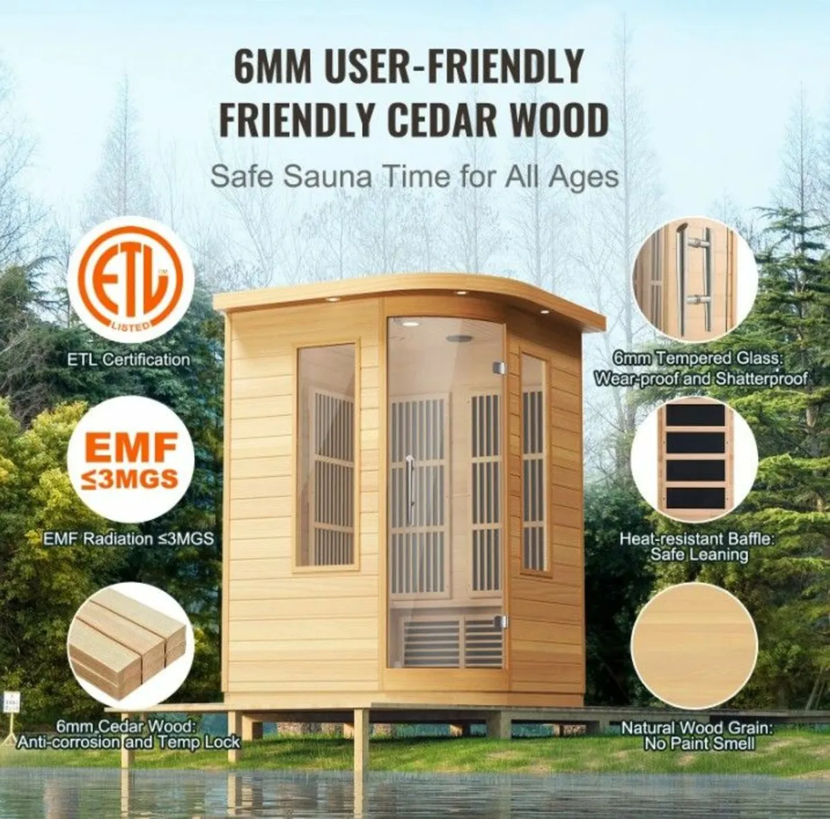 Far Infrared Wooden Sauna for 2 People – 2000W Ind - Image 3