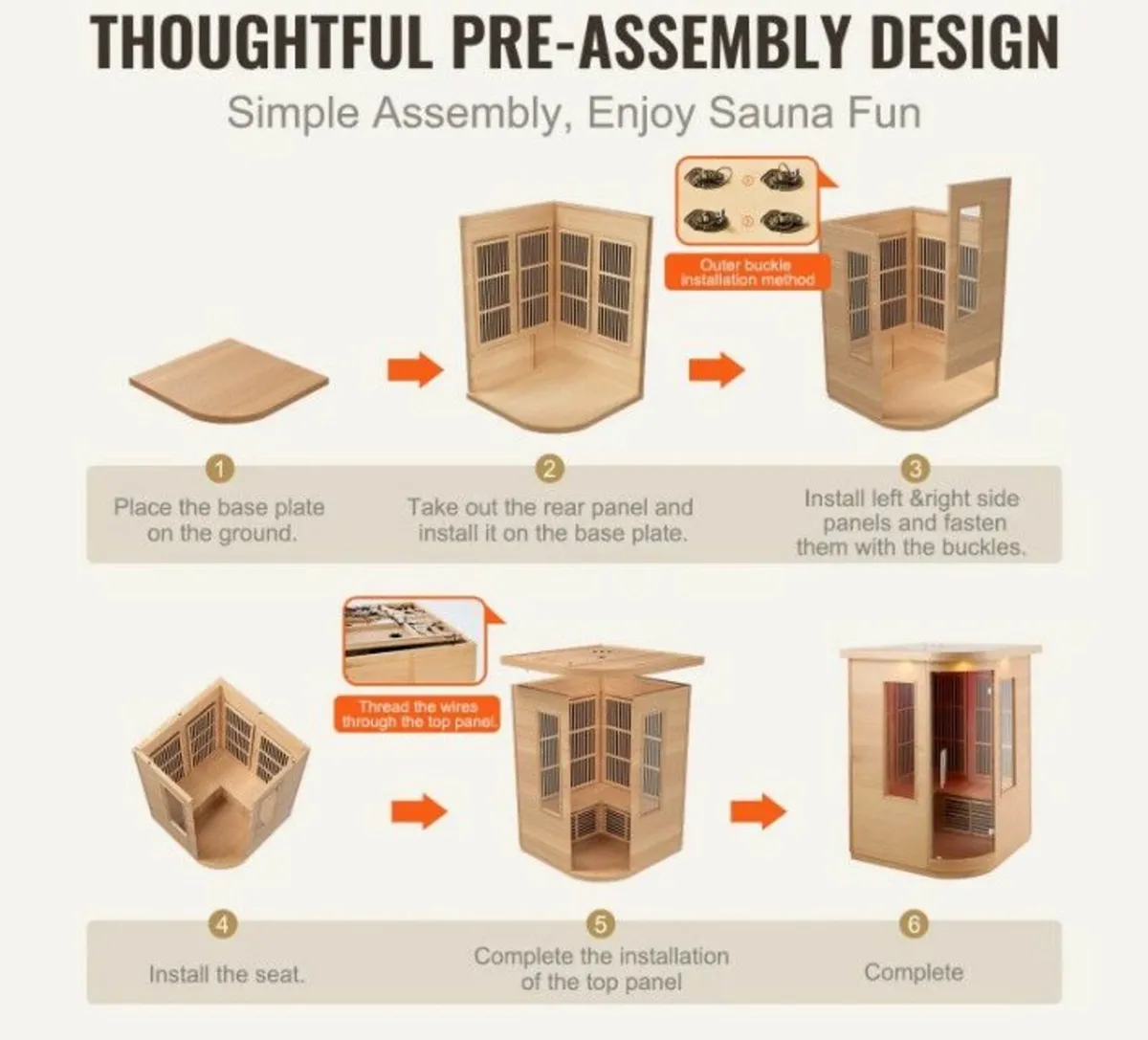 Far Infrared Wooden Sauna for 2 People – 2000W Ind - Image 4