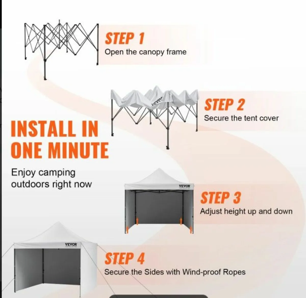 Gazebo Pop-Up Canopy Tent 10x10 ft with Sidewalls - Image 2