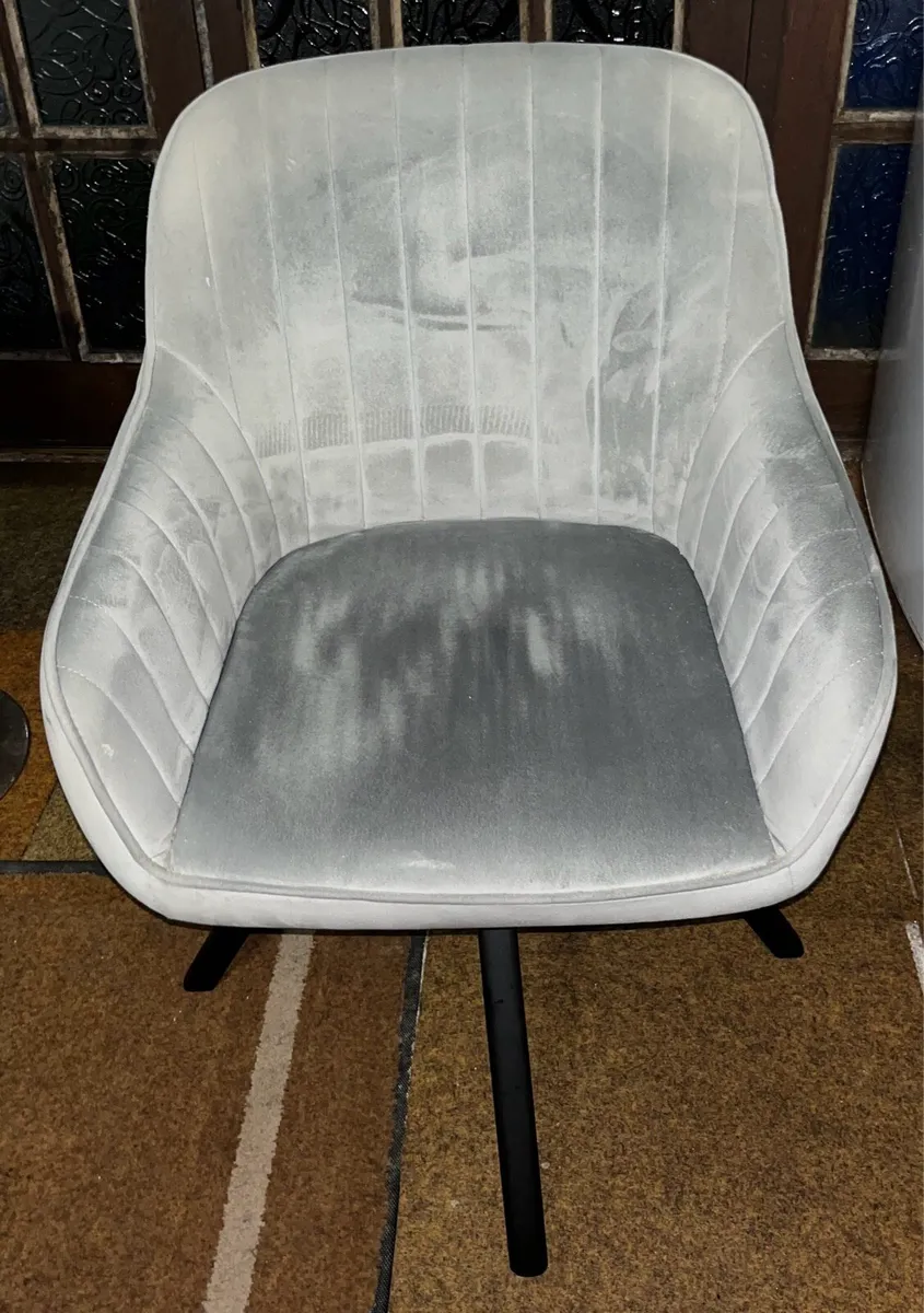 Grey Velour Swivel Chair - Image 1