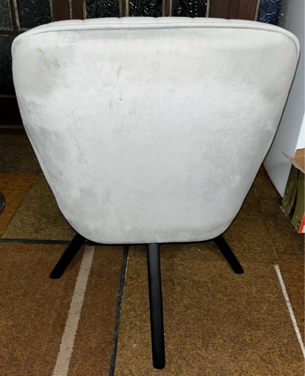 Grey Velour Swivel Chair - Image 3
