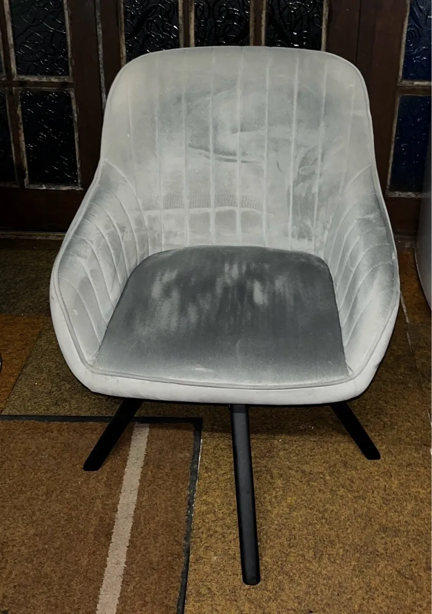 Grey Velour Swivel Chair - Image 4