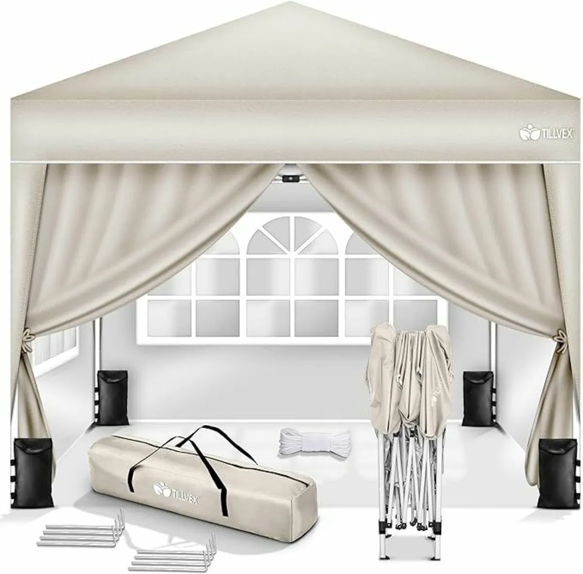 Gazebo 3 x 3 m Waterproof Pop-Up with 4 side panel - Image 1
