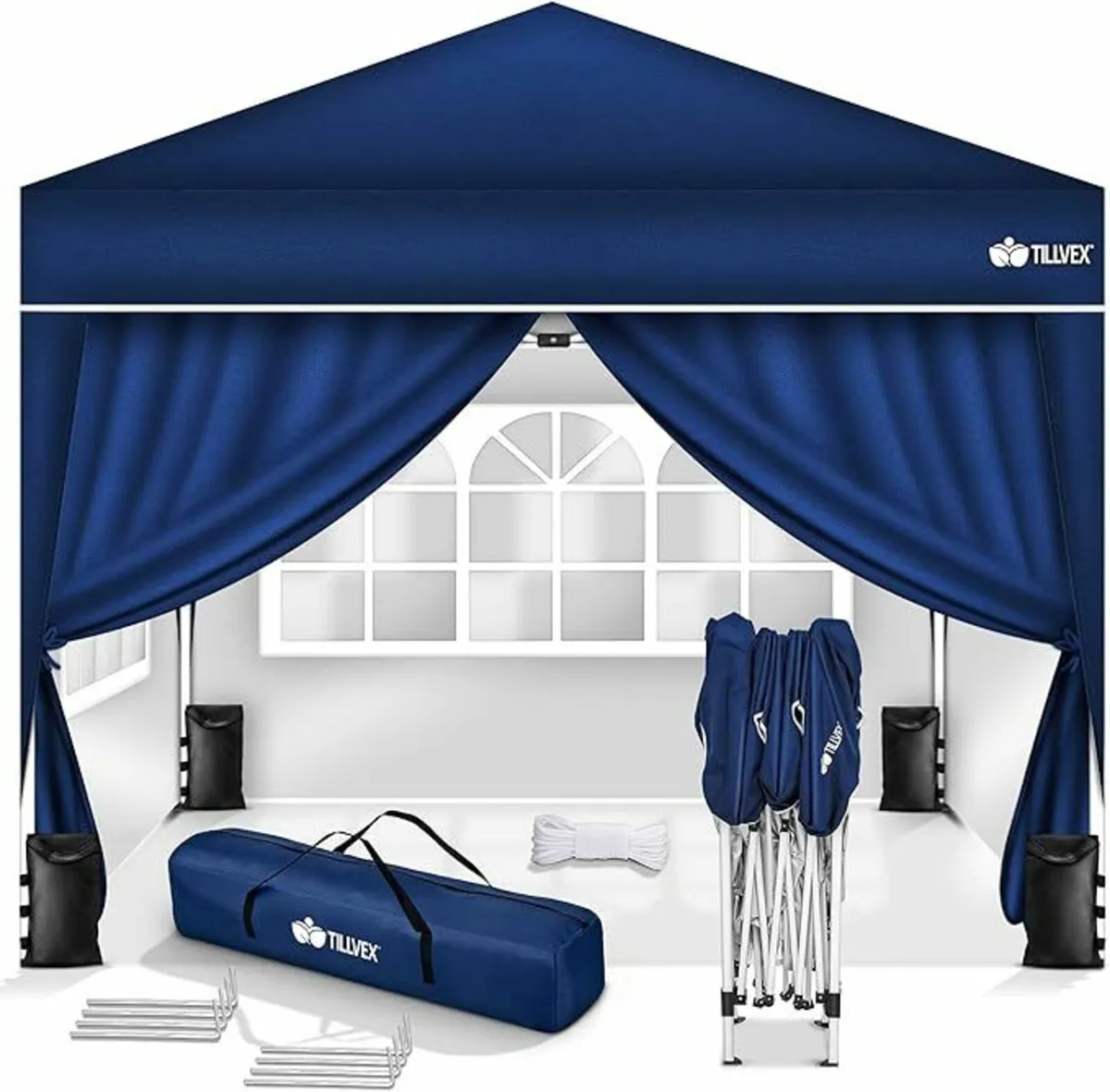 Gazebo 3 x 3 m Waterproof Pop-Up with 4 side panel - Image 2