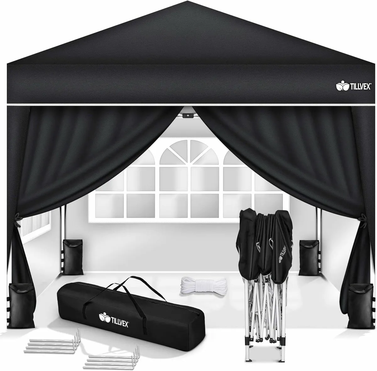 Gazebo 3 x 3 m Waterproof Pop-Up with 4 side panel - Image 4