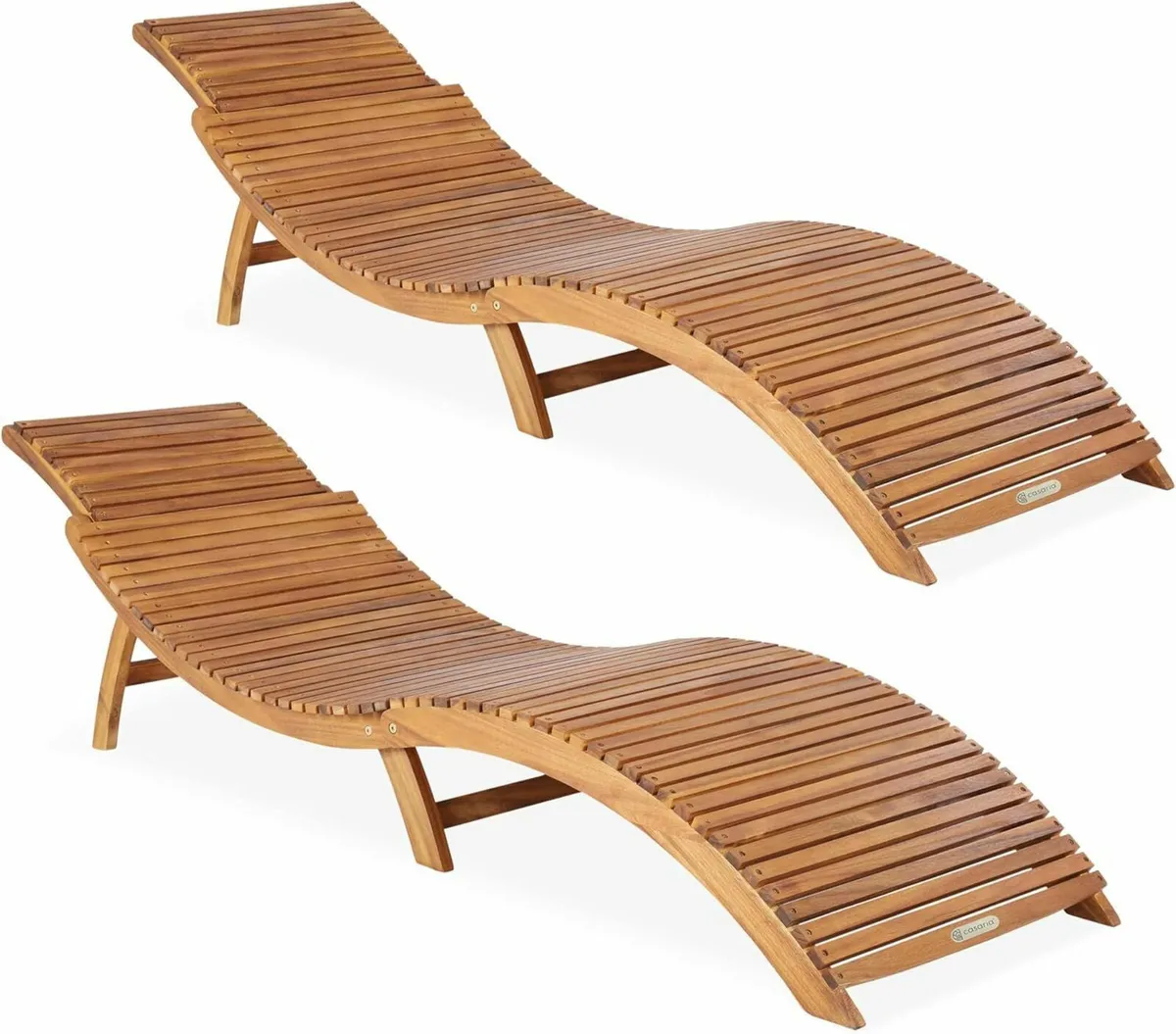 Sun Lounger Foldable Set of 2 Wood FSC-certified - Image 1