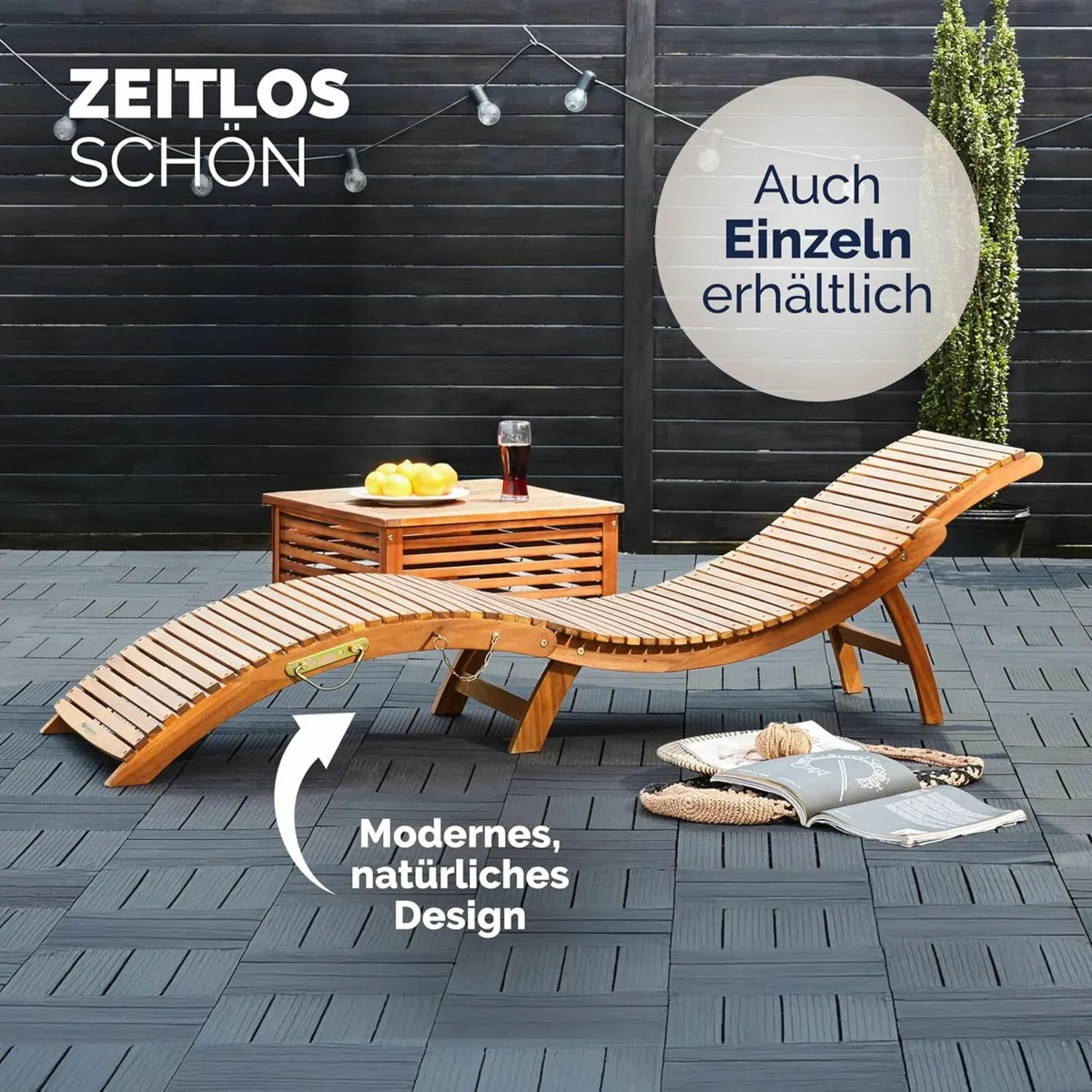 Sun Lounger Foldable Set of 2 Wood FSC-certified - Image 2