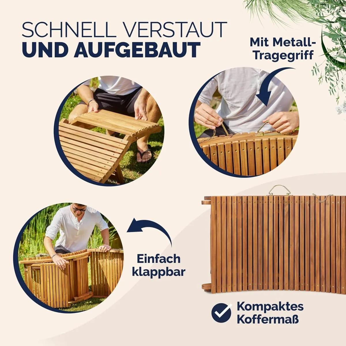 Sun Lounger Foldable Set of 2 Wood FSC-certified - Image 3