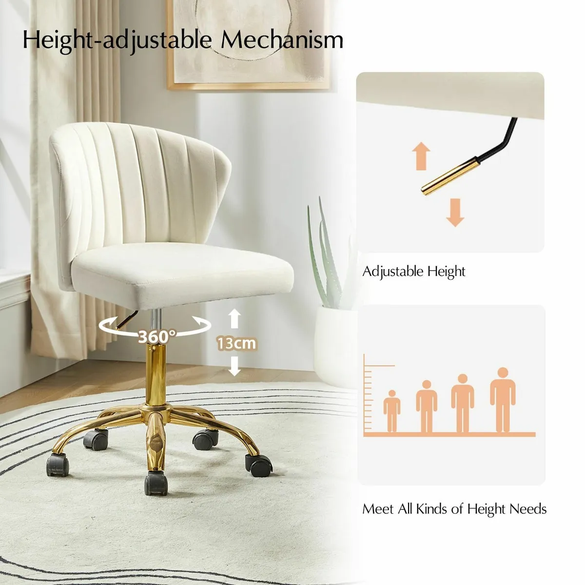 Swivel Office Chair Desk Chairs Velvet Comfy - Image 3