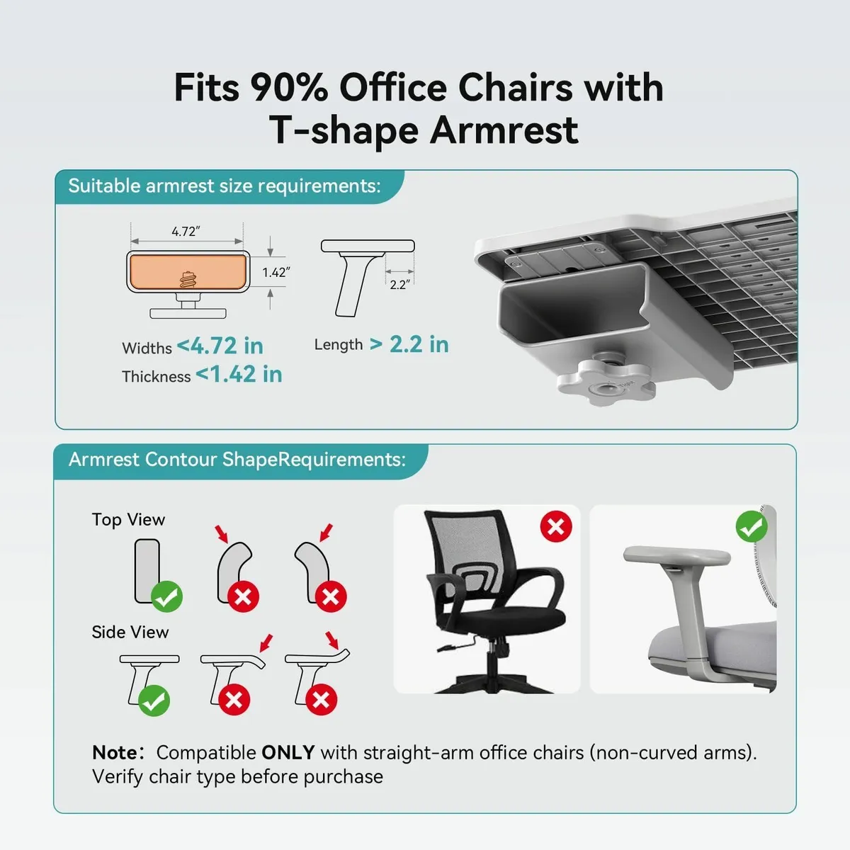 Home Office Laptop Tray: Apply to T-Shape Armrest - Image 4