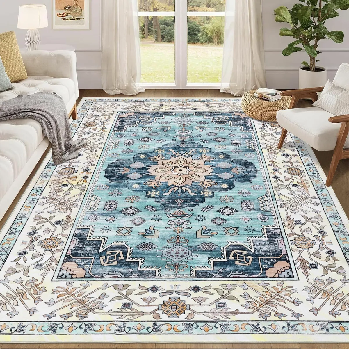 Vintage Living Room Rug 160 x 230cm Large Shaggy - Image 1