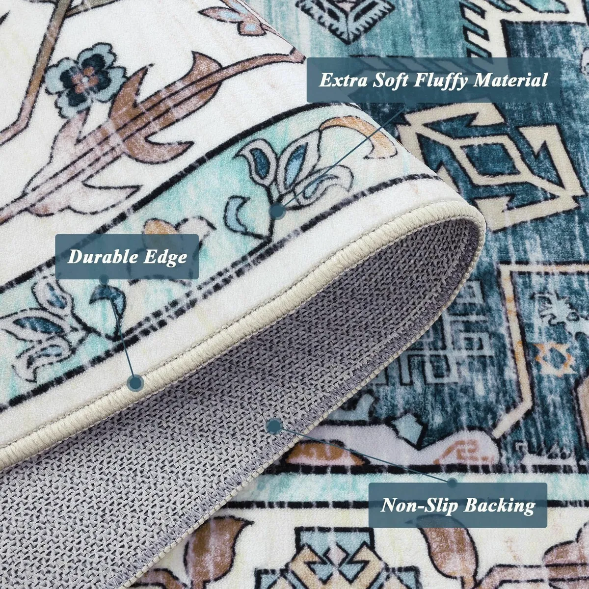 Vintage Living Room Rug 160 x 230cm Large Shaggy - Image 4