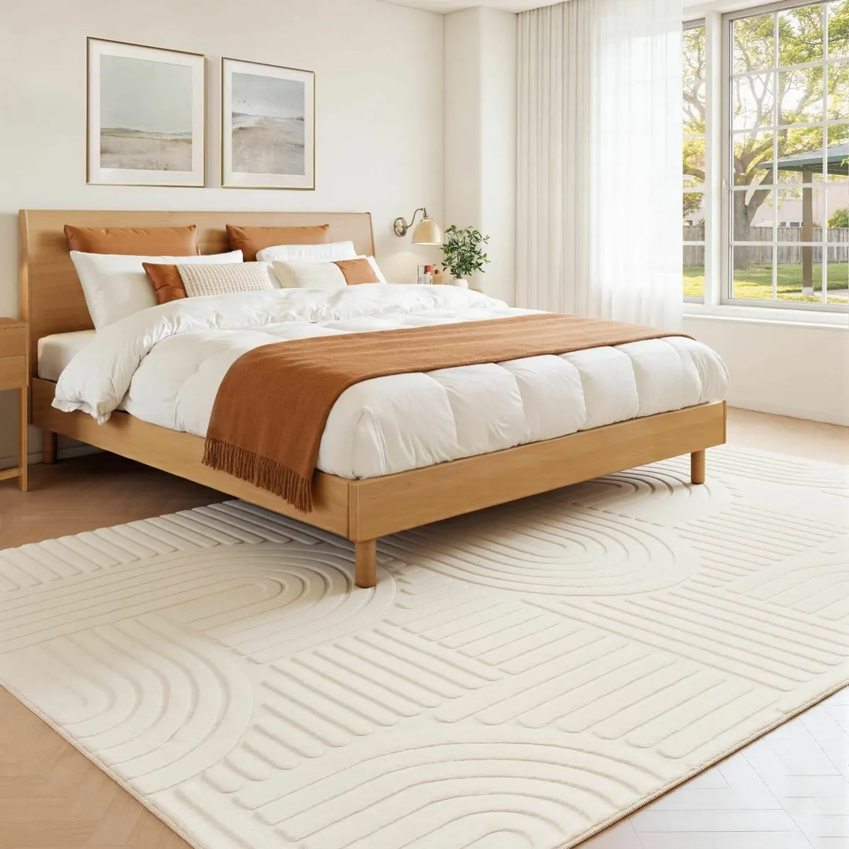 Rugs Living Room Large 160x230 Cream Fluffy - Image 3