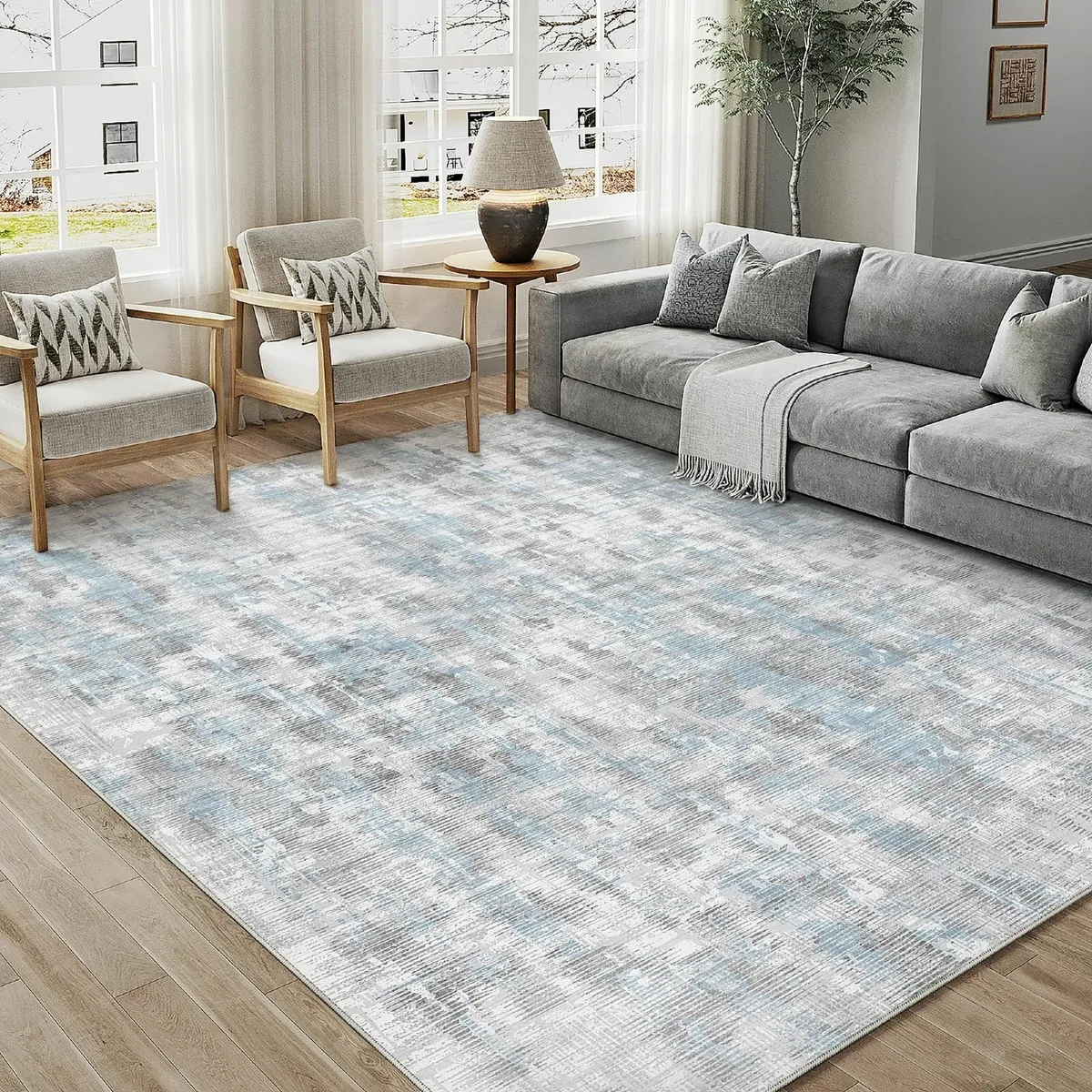 Rugs Living Room Blue and Grey Area Rug 200x300cm - Image 1