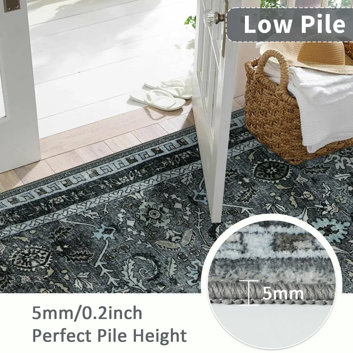 Grey Rugs Living Room Large 160x230cm Boho - Image 4