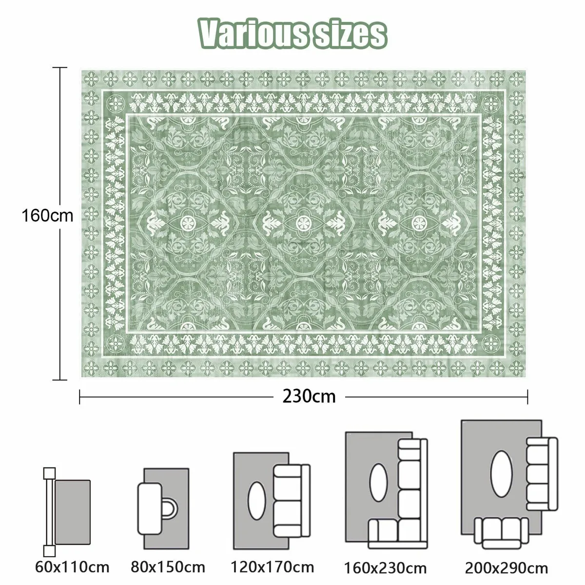 Living Room Area Rugs 160x230cm Anti-Slip Soft - Image 2