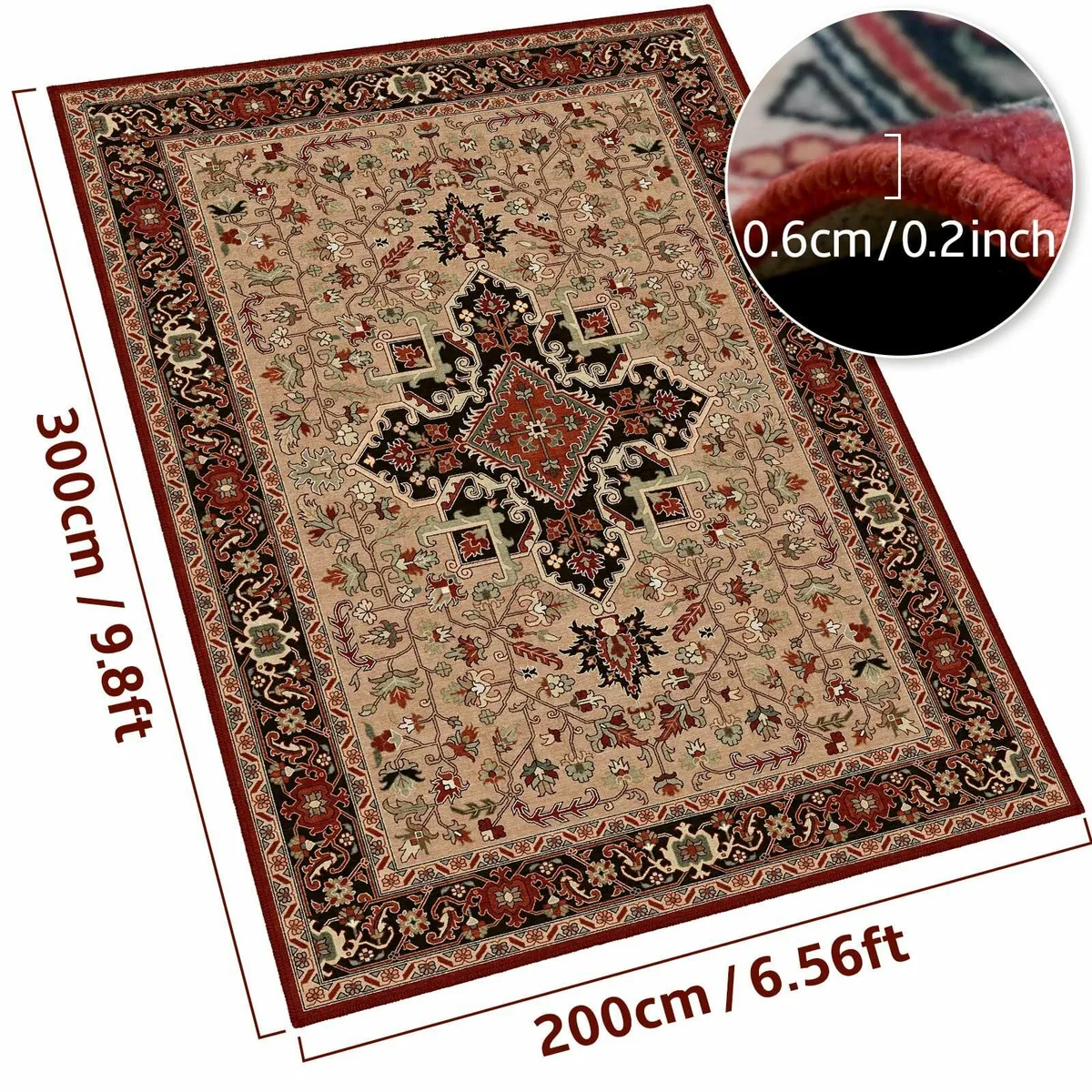 Area Rugs 200x300cm for Living Room Washable Boho - Image 2