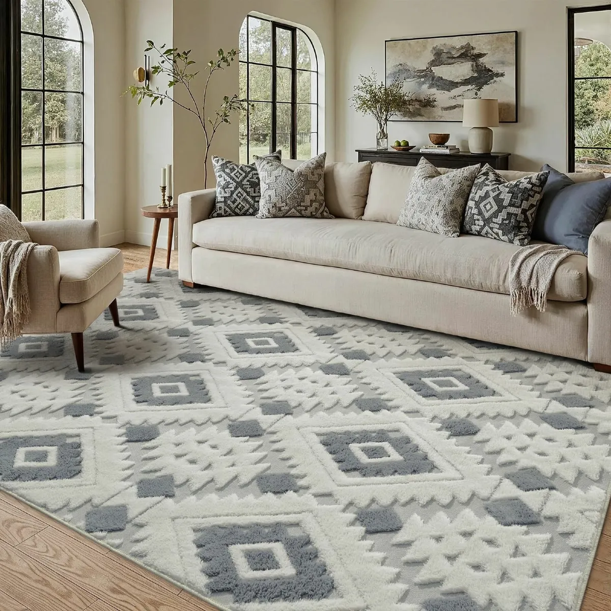 Blue Grey Rugs Living Room Area Rug 160x230cm - Image 1