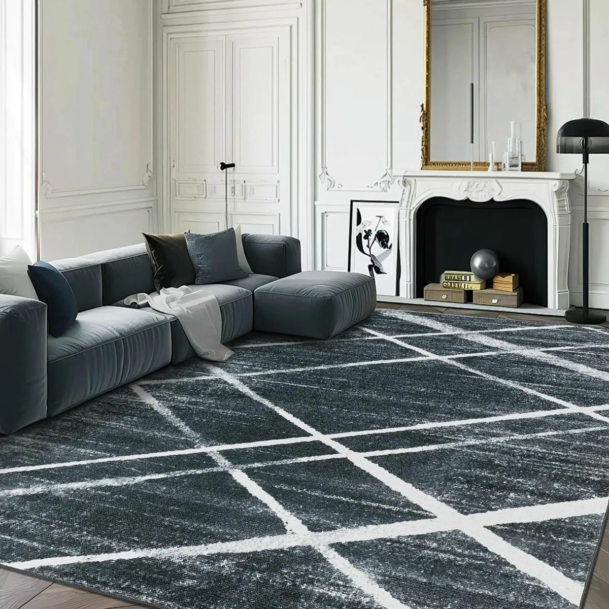 Large Rugs for Living Room 160x230cm Dark Grey - Image 1