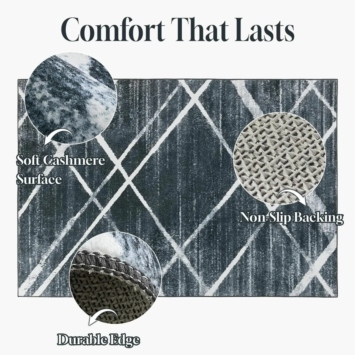 Large Rugs for Living Room 160x230cm Dark Grey - Image 4