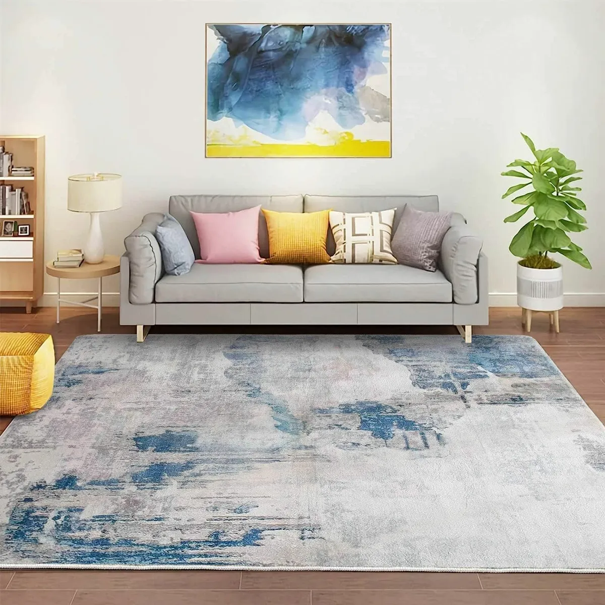 Rugs Living Room Grey Area for Bedroom Modern - Image 1