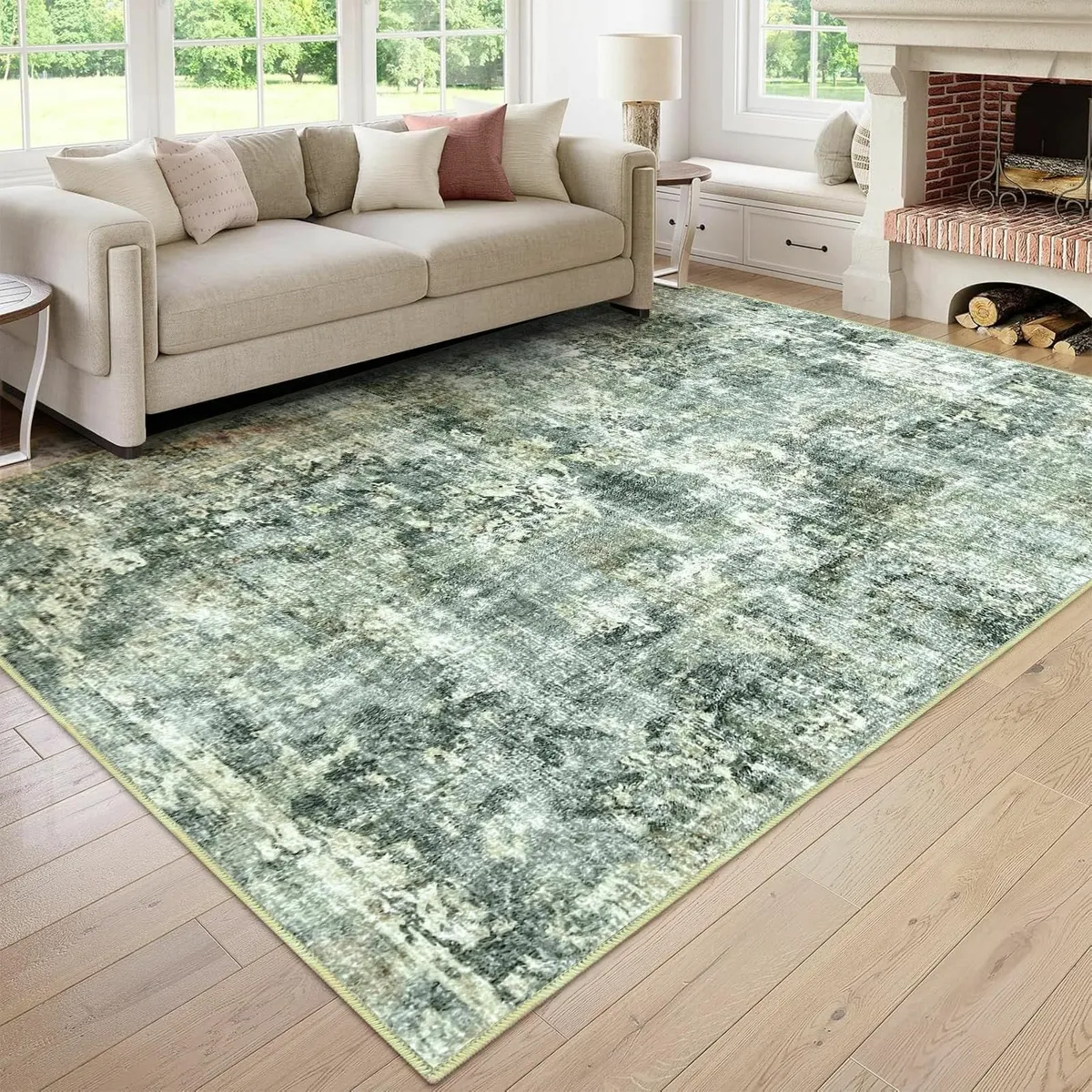 Rugs for Living Room 120 x 180cm Green Beige - Image 1