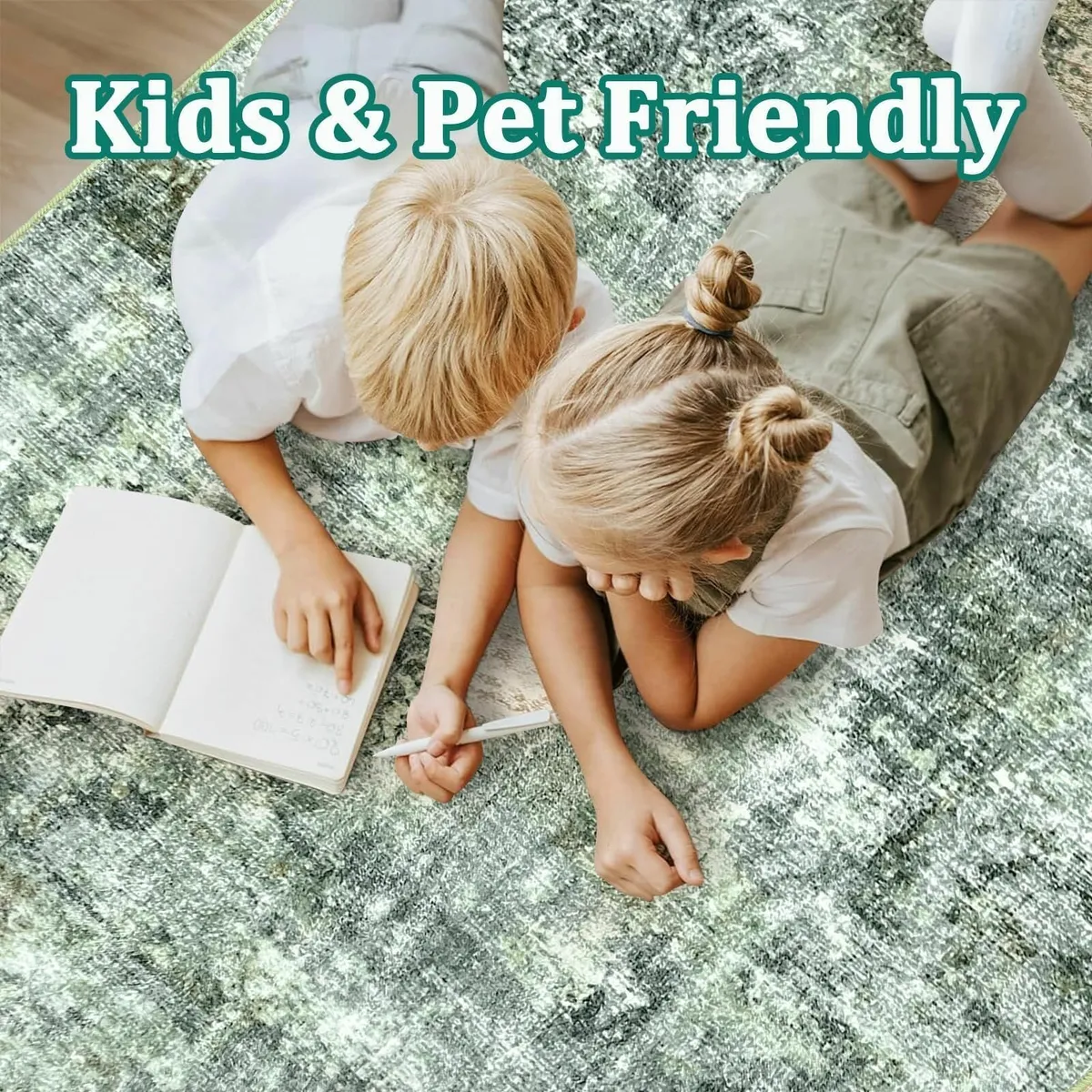 Rugs for Living Room 120 x 180cm Green Beige - Image 2