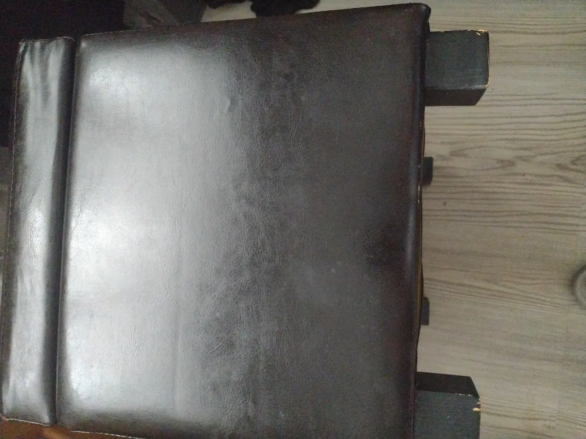 Vintage leather cushioned stool with storage - Image 4