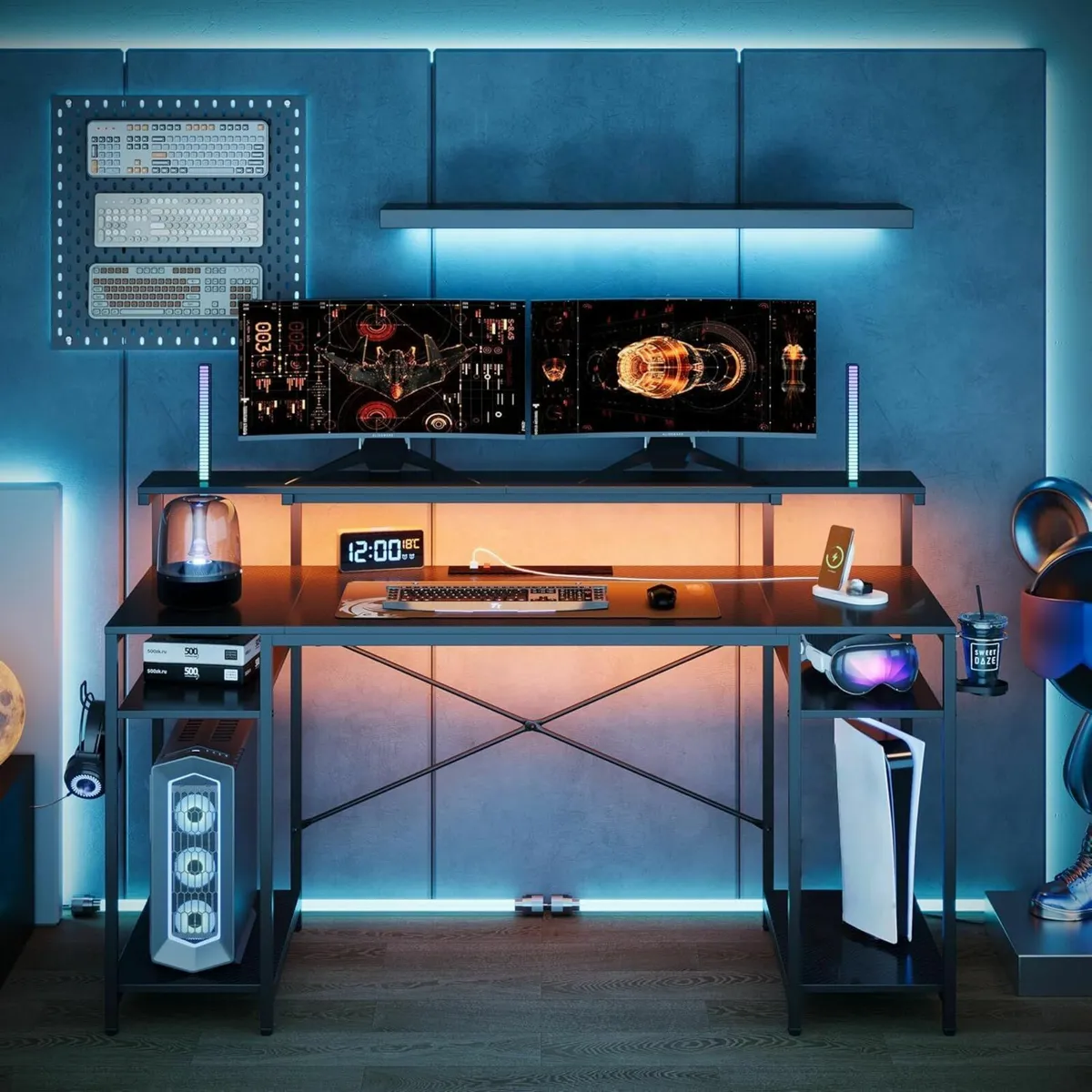 140 CM Computer Desk with Power Outlets LED - Image 2