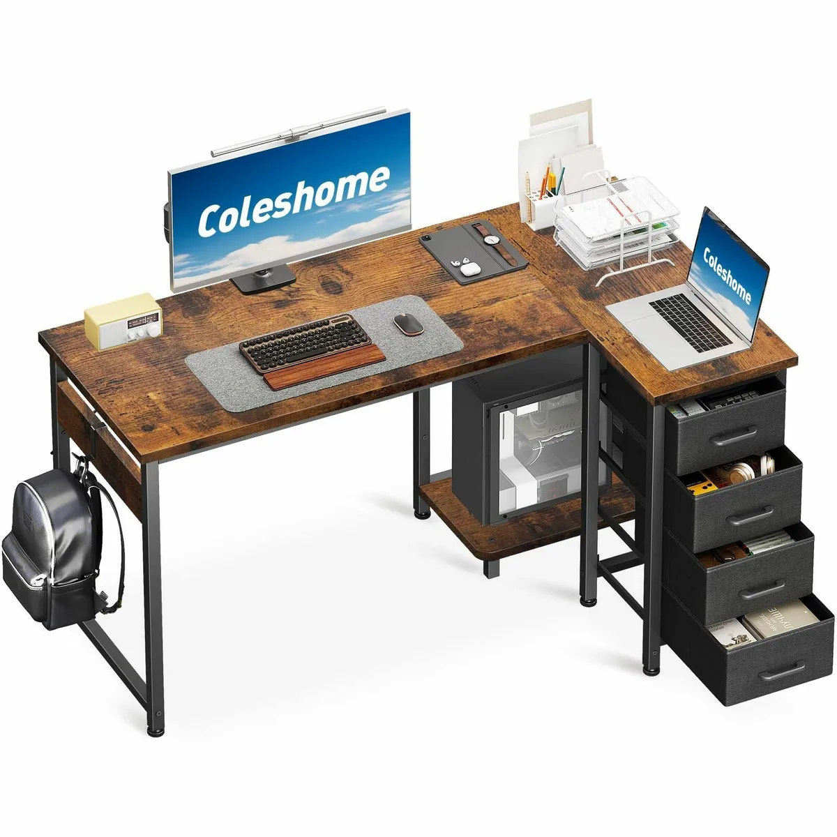 Computer Desk with Drawers 120x70 cm Corner for - Image 1