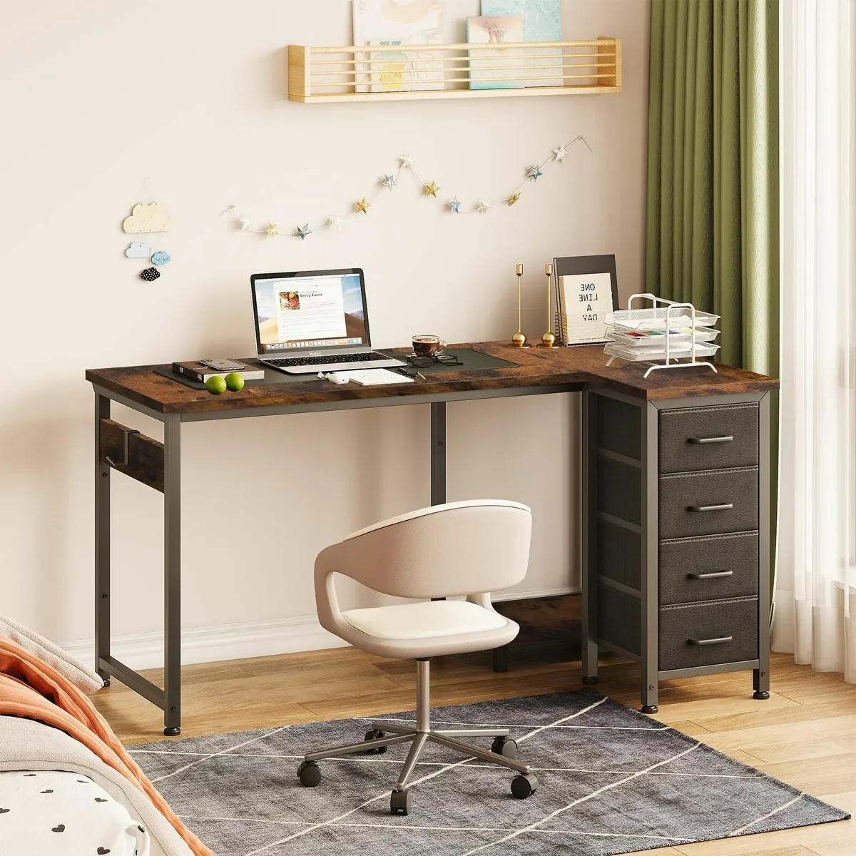 Computer Desk with Drawers 120x70 cm Corner for - Image 2