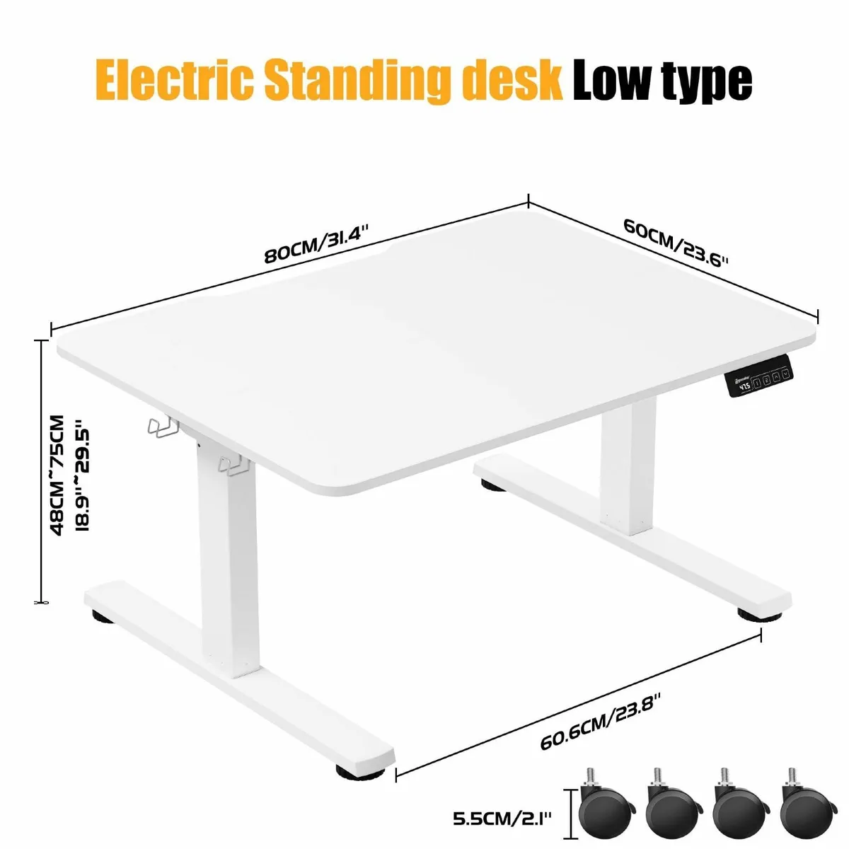 Electric Standing Desk 80x60 cm Low Height 48-75 - Image 3