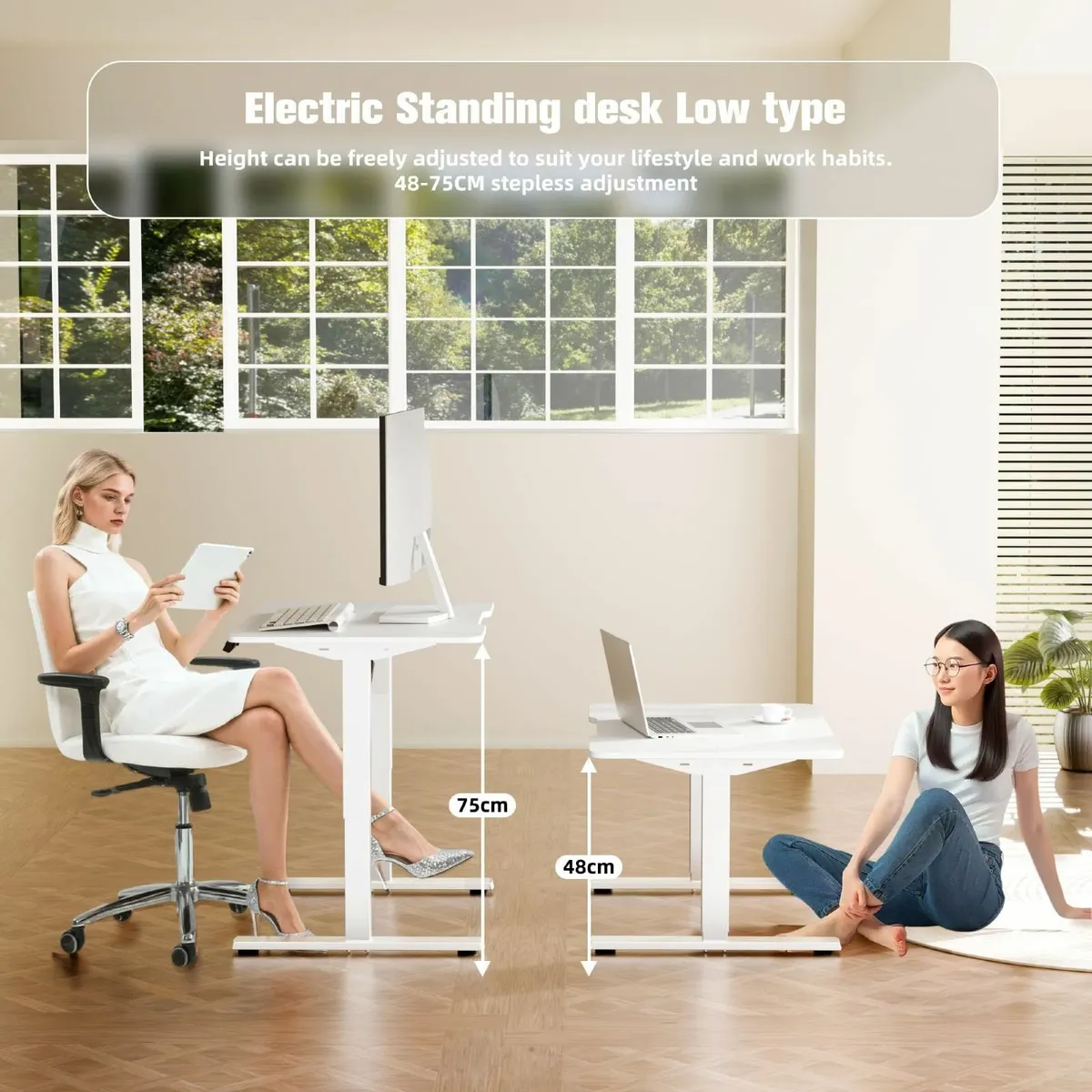 Electric Standing Desk 80x60 cm Low Height 48-75 - Image 4