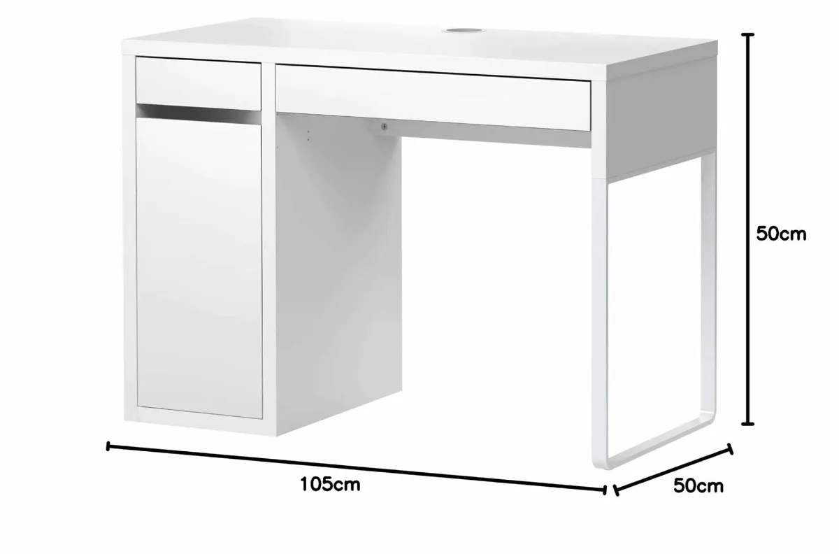 EA MICKE Office Desk White 105 x 50 cm - Image 2
