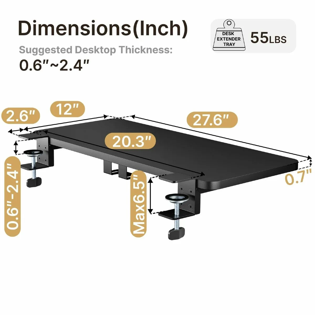 Ergonomics Desk Extender Tray with Laptop Holder - Image 2
