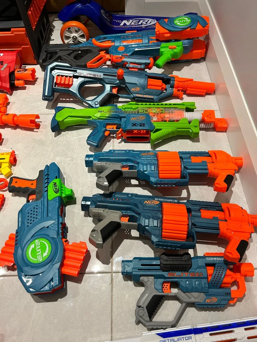 Huge collection of Nerf Guns, Gun Rack & Scooter - Image 2