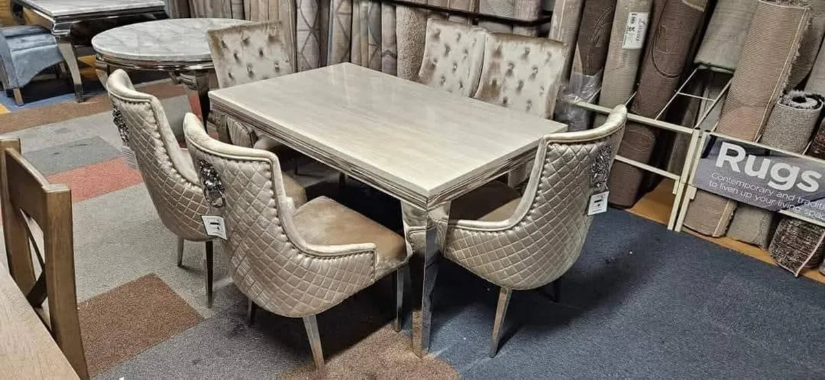 Marble Kitchen Dining Table With 6 Chairs - Image 2