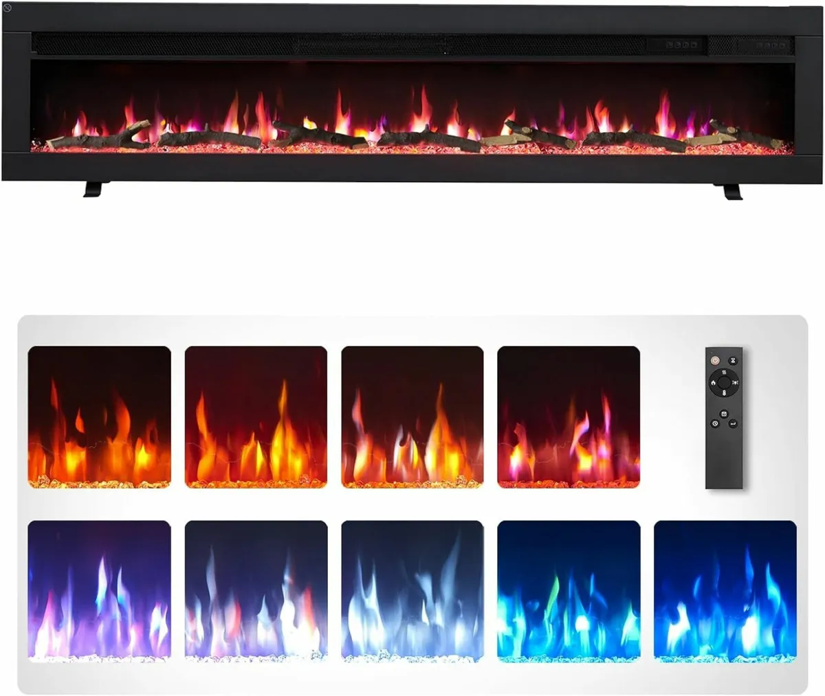 60"/152cm 3 in 1 Electric Fireplace with Logs - Image 1
