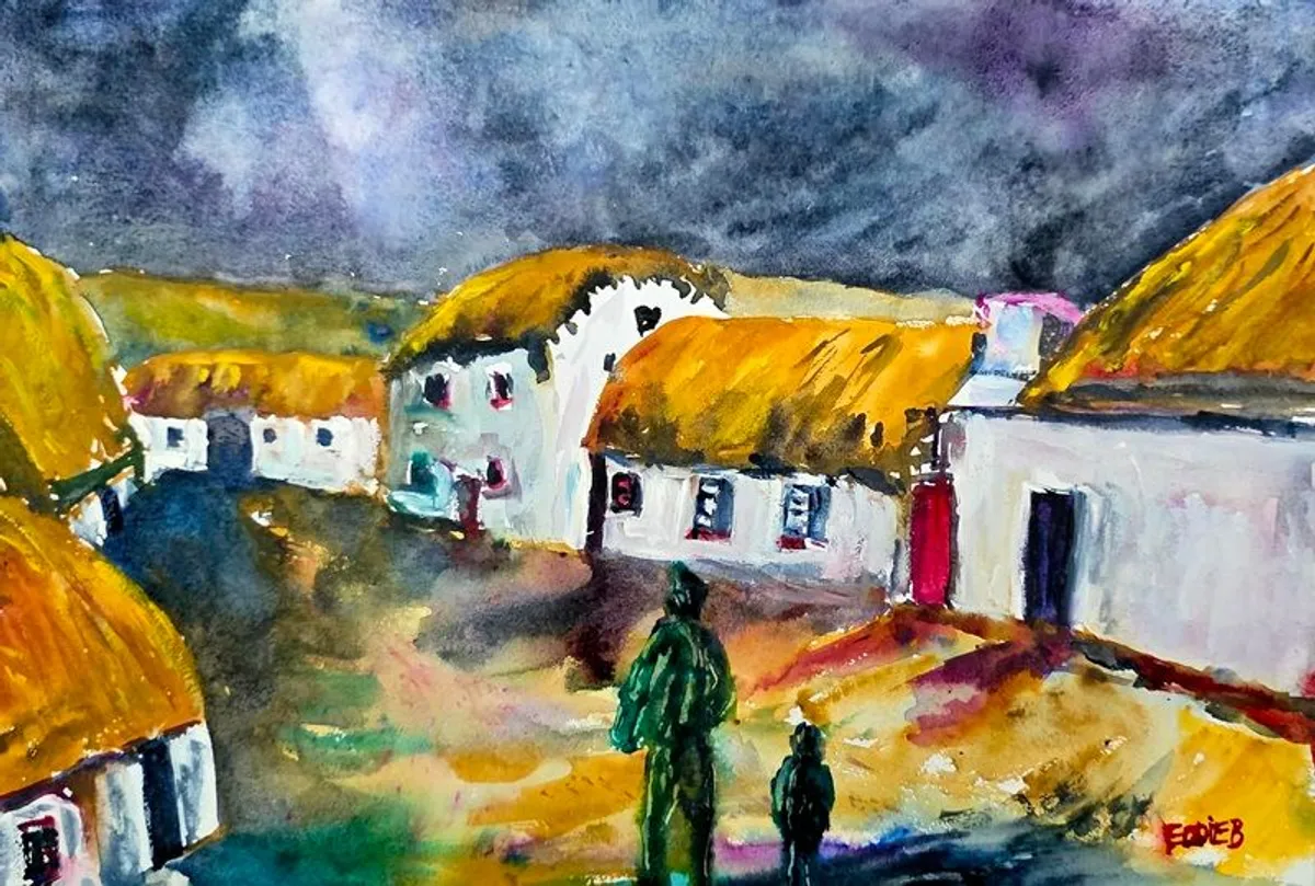 famine village watercolour