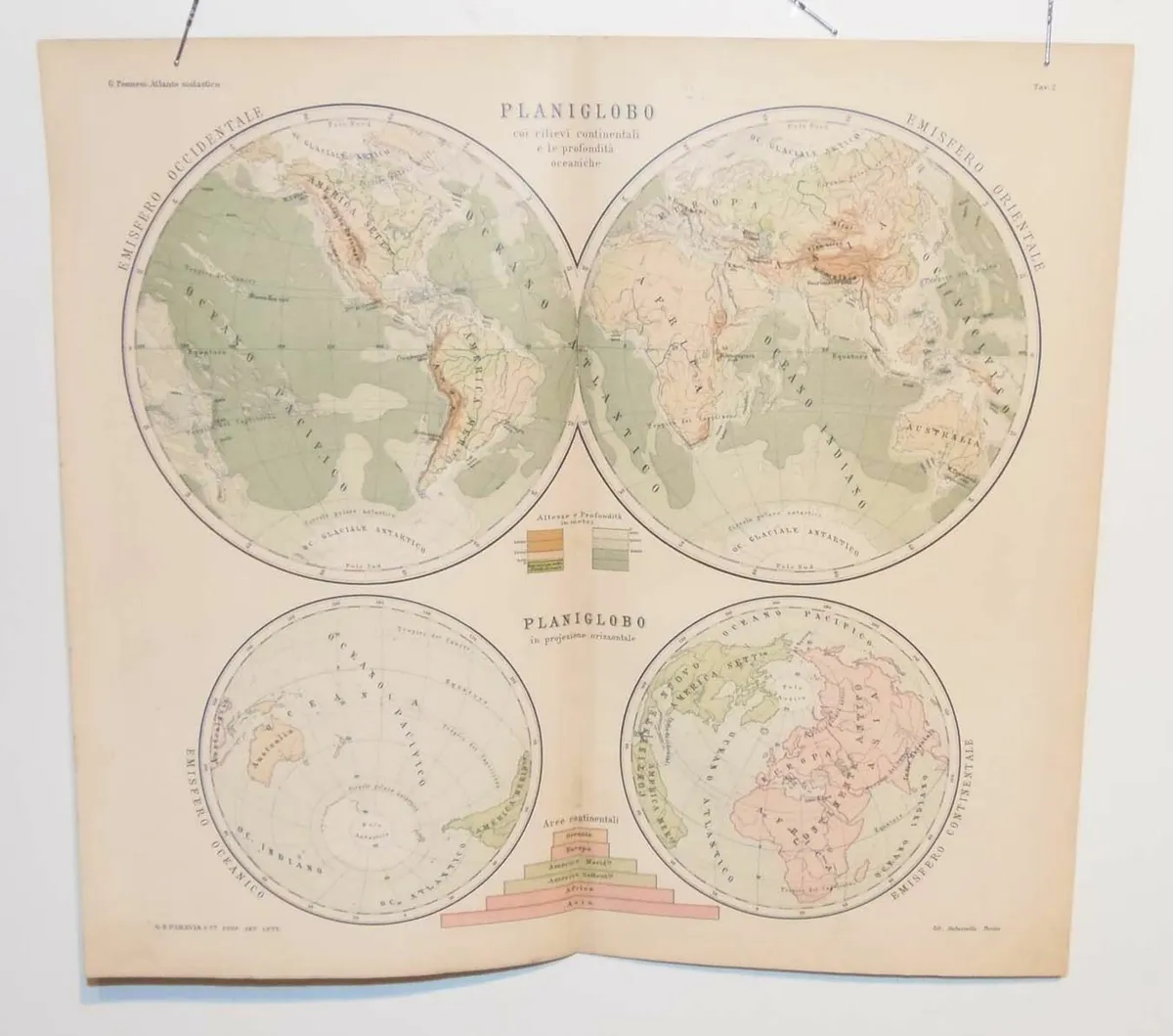 Antique Map World Hemispheres circa 1900 - Image 2