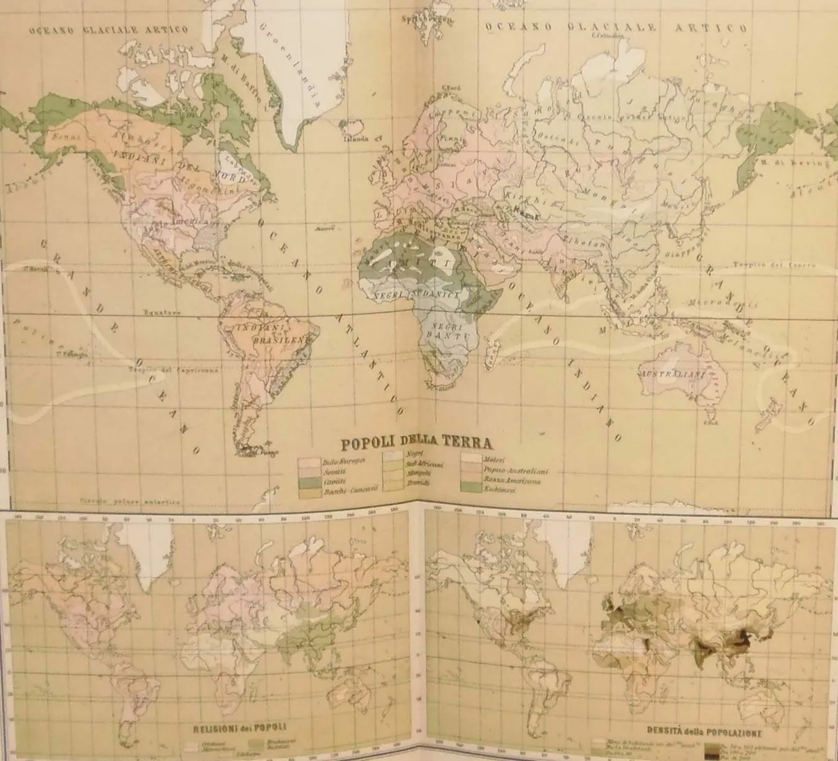 Antique Map World Population circa 1900 - Image 1