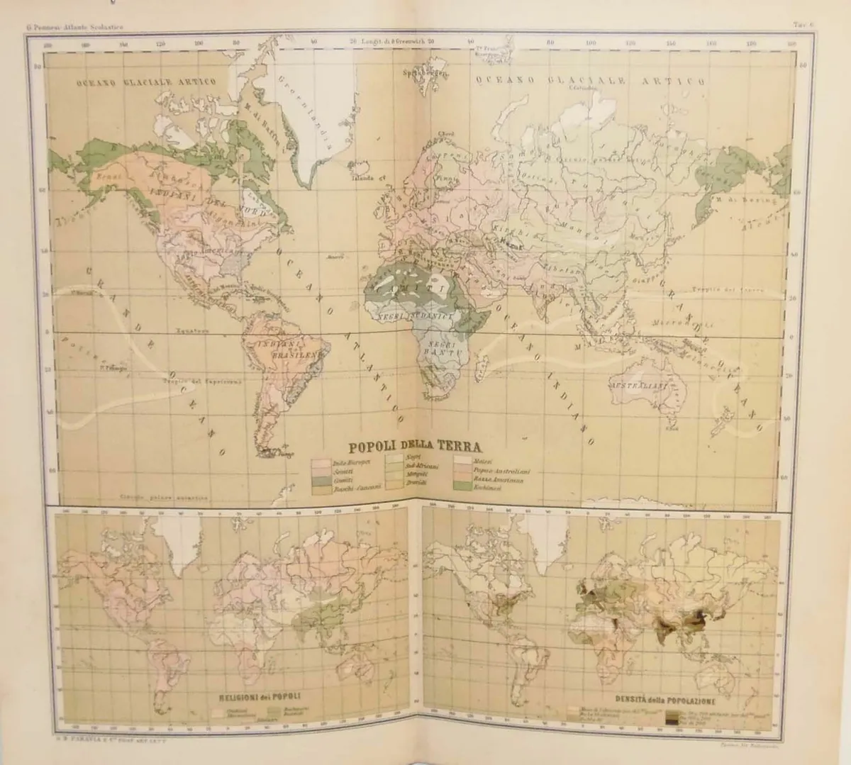 Antique Map World Population circa 1900 - Image 2