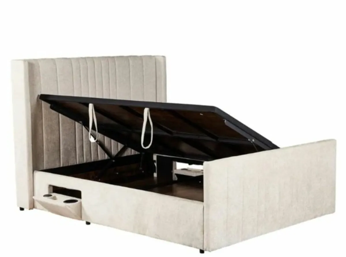 Clara Beige Fabric Smart Storage Bed free delivery - Image 2