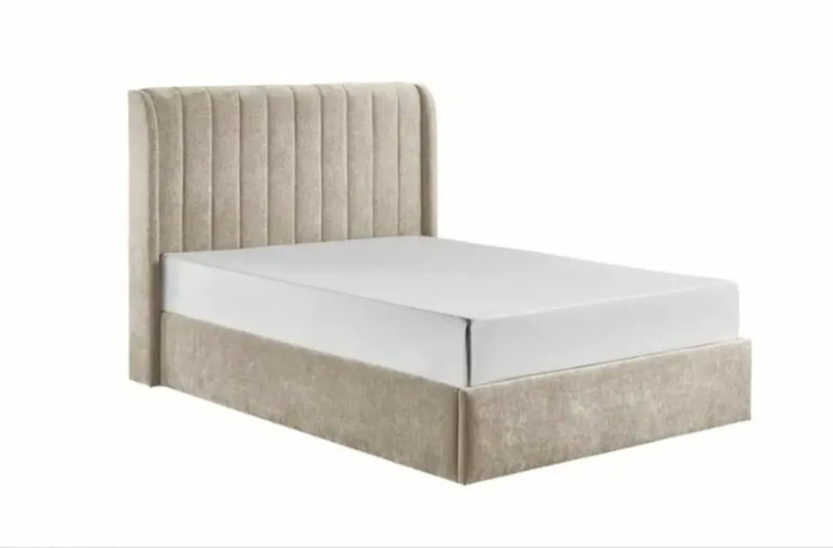 Frida Beige Gas Lift Storage Bed / 3 Sizes - Image 1